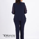 3 pezzi con bavero raso PF1400 BLU PAOLA FORTI 