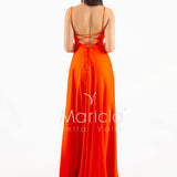 abito con spacco ANT7234 ARANCIO ANTILLE ELEGANCE 