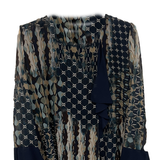 casacca fantasia con rouche DB10707 BLU MARICLA 