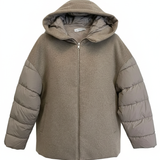 Giaccone Piumino Misto Lana Corto con Maniche Imbottite AZ88P TORTORA MARICLA 