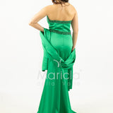Abito lungo con scollatura in strass JC35249 VERDE MARICLA ELEGANCE 