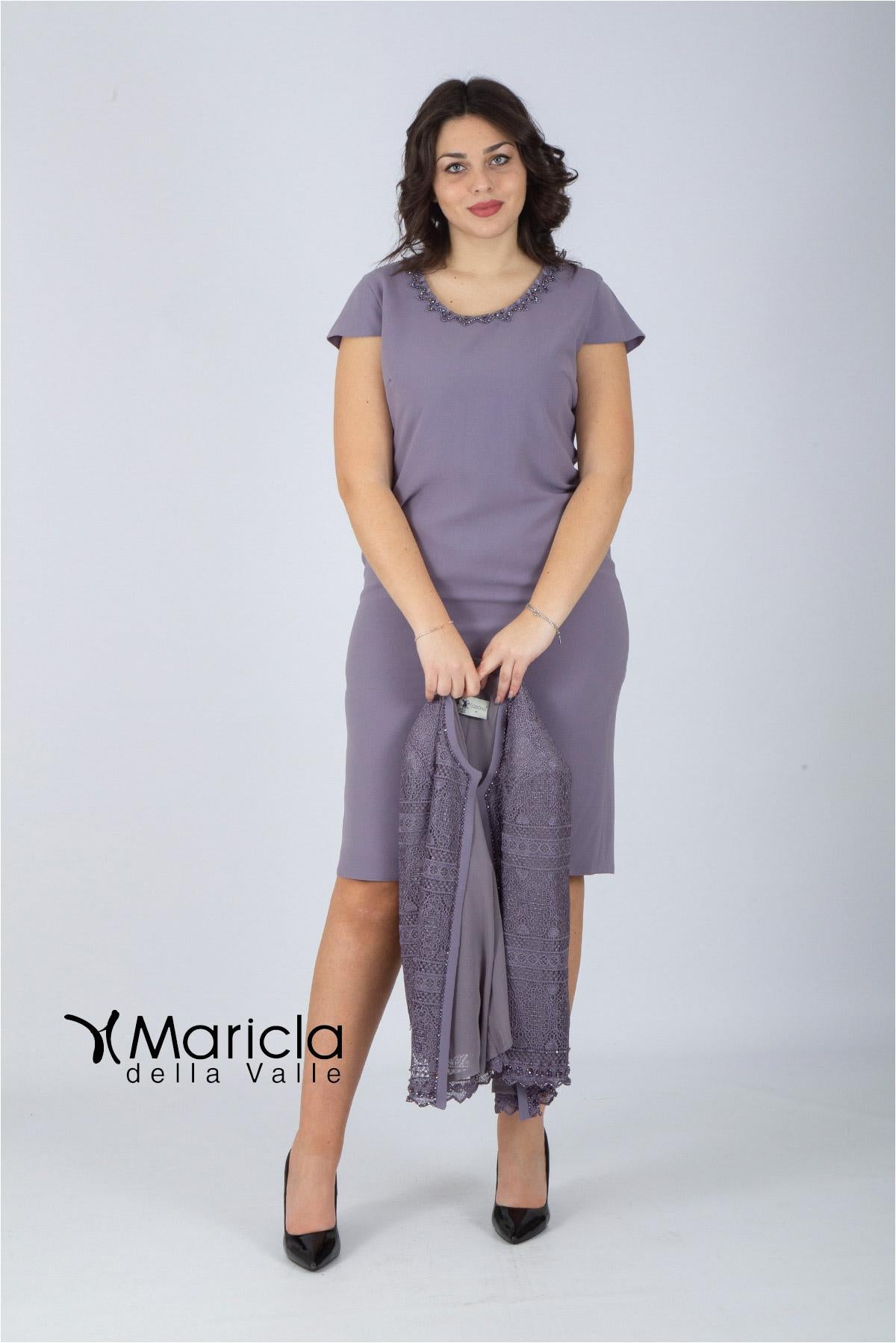 tubino con giacca macramè GU695 GLICINE MARICLA ELEGANCE 