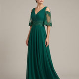 abito manichetta paiette KMK642 VERDE MARICLA ELEGANCE 