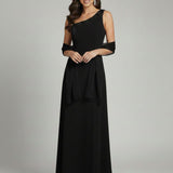 abito monospalla con pietrine LH206AL NERO LUDOVICA HASSLER 