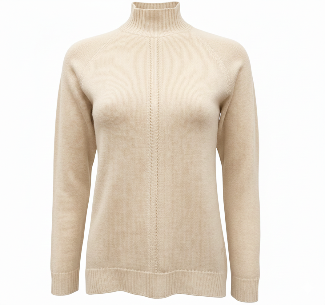 Maglia 100% lana lupetto lavorato CF4399 PANNA CARLA FERRONI 