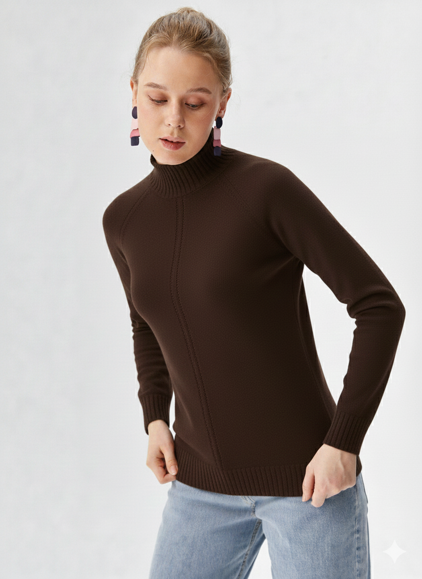 Maglia 100% lana lupetto lavorato CF4399 MORO CARLA FERRONI 