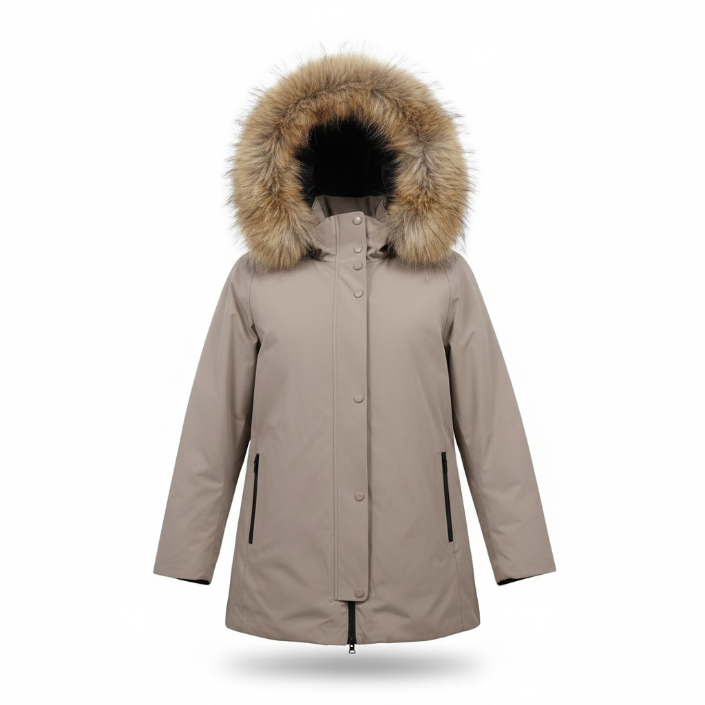 Giaccone con collo in pelliccia EC25256 BEIGE MARICLA 