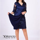 tubino con manica pizzo SP220012 BLU SONIA PENA 