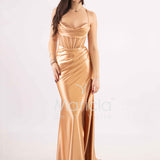 abito lungo corpetto steccato HC5108 ORO MARICLA ELEGANCE 