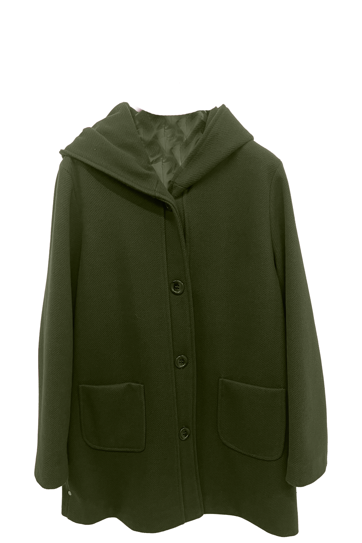 cappotto diagonale con  cappuccio DB10647 VERDE MARICLA 
