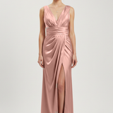 abito lungo con scollo sceso e spalla larga HC9682 ROSA MARICLA ELEGANCE 