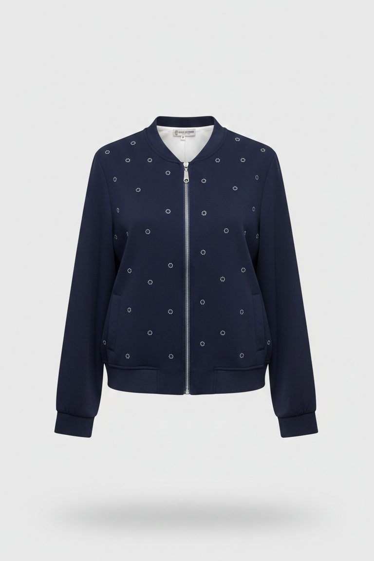 giacca felpa fiorellini strass CF22210 BLU CARLA FERRONI 