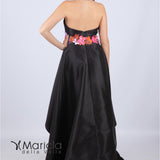Abito lungo con cintura a fiori e interno floreale. BB27545 NERO MARICLA ELEGANCE 