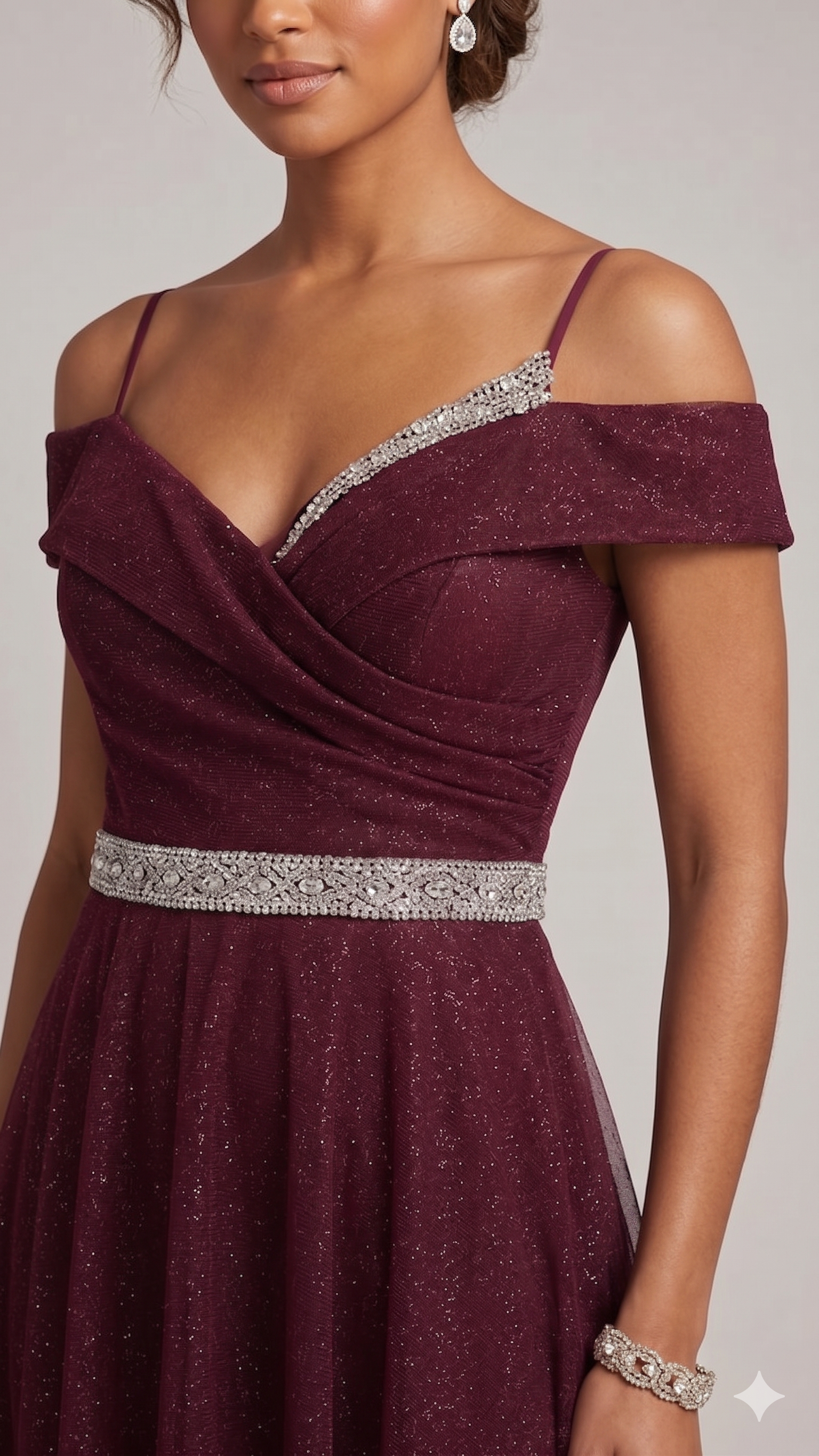 abito lungo glitter fascia strass FI7661 AMARONE MARICLA ELEGANCE 