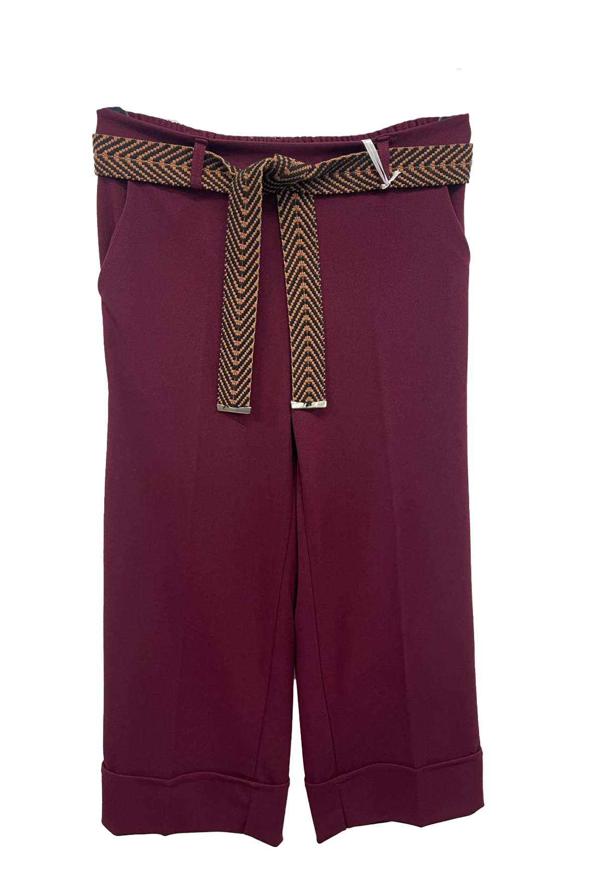 pantalone scuba crepe con cintura fantasia MS8106SC AMARONE MARICLA 