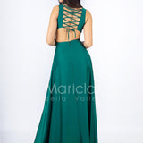 lungo scollato unito LH725 VERDE LUDOVICA HASSLER 