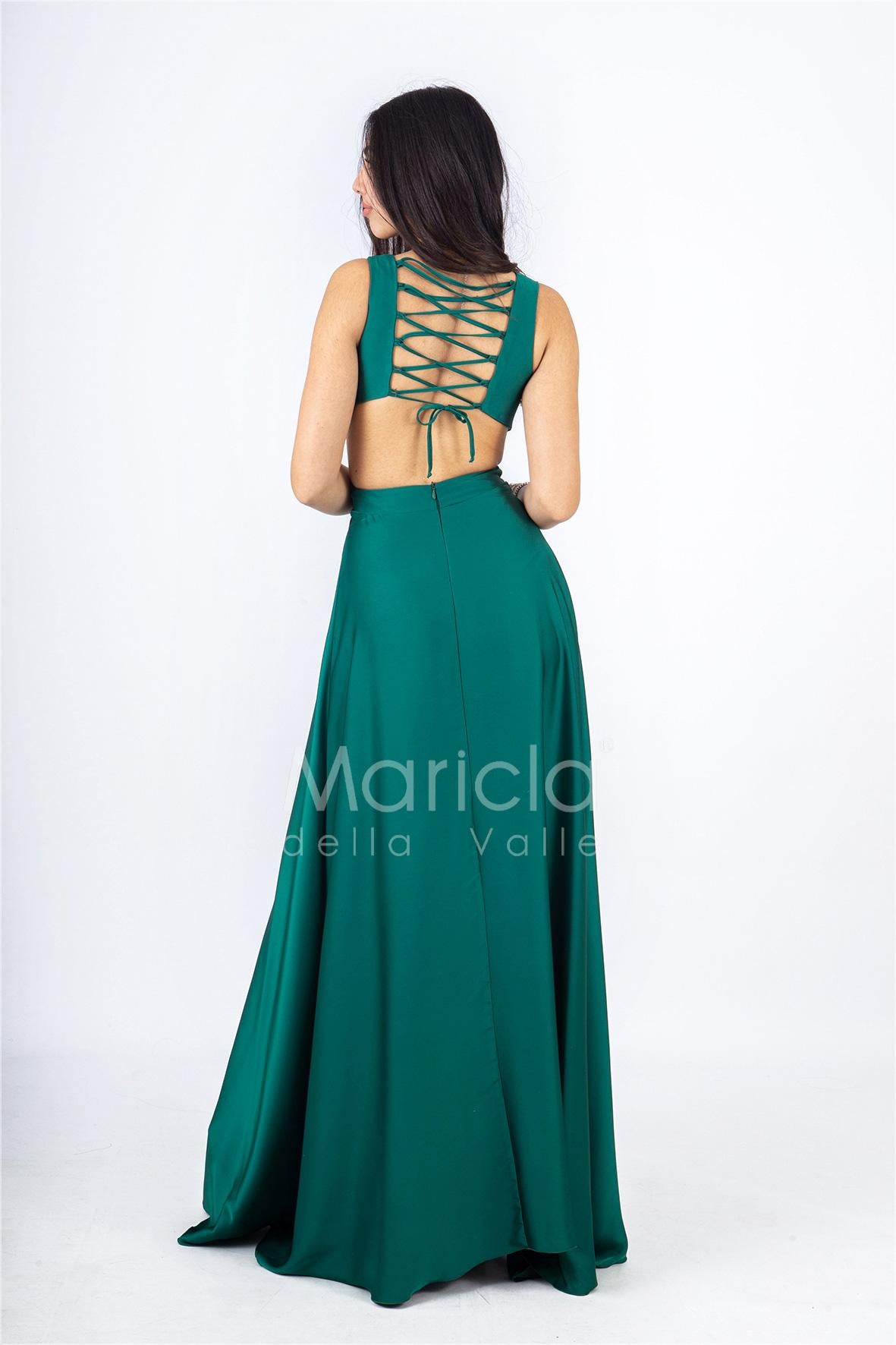 lungo scollato unito LH725 VERDE LUDOVICA HASSLER 