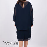Abito midi con cappa SG7090 BLU SOLO GIOIE 