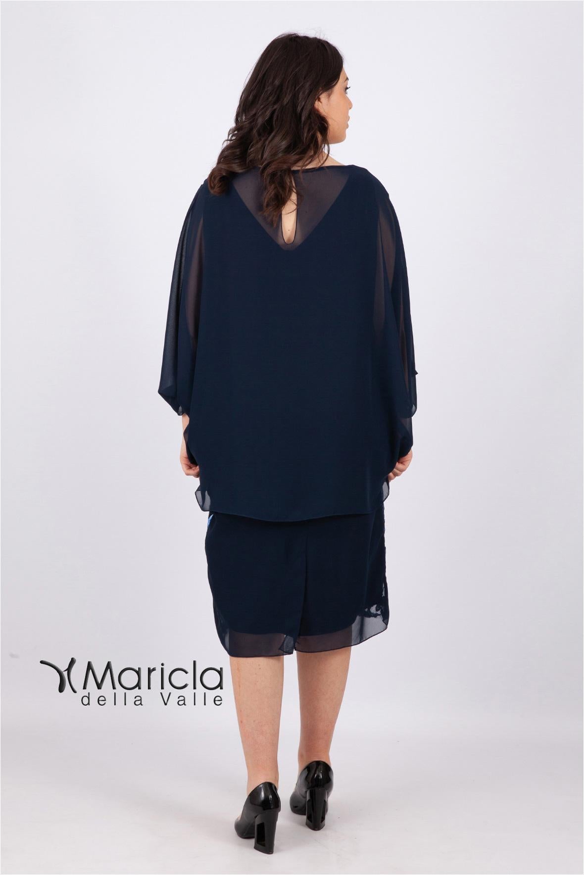 Abito midi con cappa SG7090 BLU SOLO GIOIE 