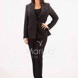 Tailleur con pioggia di strass Completo 3 pezzi SH409 NERO SHARON 