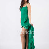 abito lungo con rouche JC35122 VERDE MARICLA ELEGANCE 