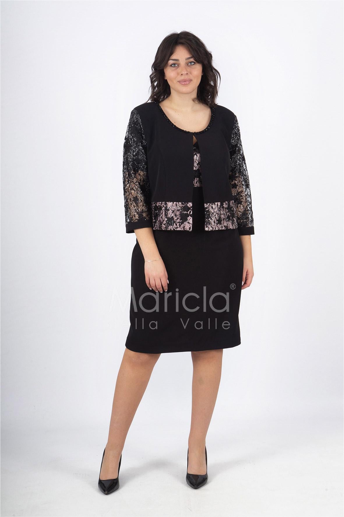 tubino con giacca ricamata PF6100 NERO PAOLA FORTI 