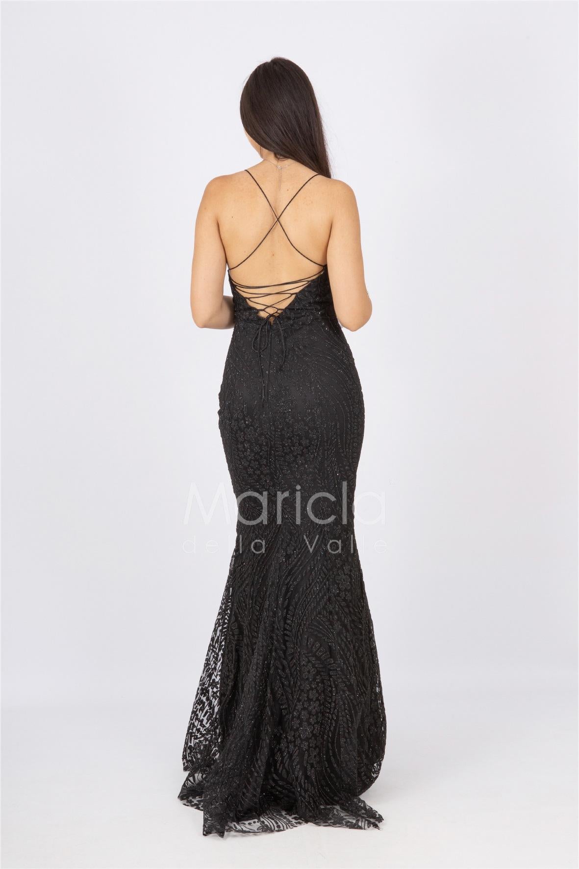 abito luingo paiette incrocio FI7105 NERO MARICLA ELEGANCE 