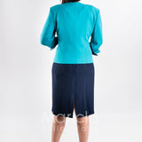 tubino ricamo con bolero ricamo PF3170 BLU PAOLA FORTI 