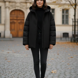 Giaccone Piumino Misto Lana Corto con Maniche Imbottite AZ88P NERO MARICLA 