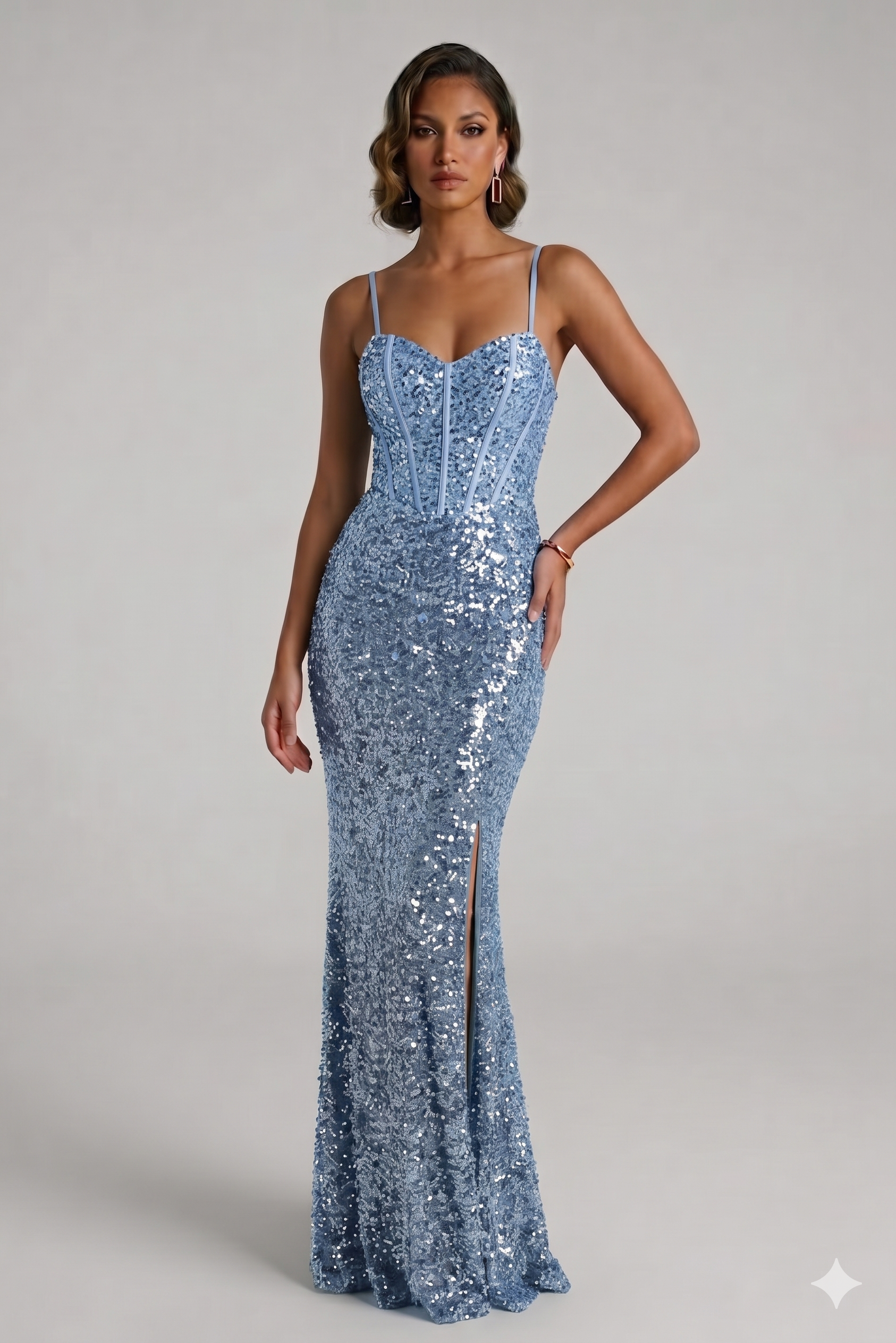 Abito a sirena in paillettes FI11093 INDACO MARICLA ELEGANCE 