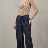 pantalone palazzo gessato EC02902 BLU MARICLA 