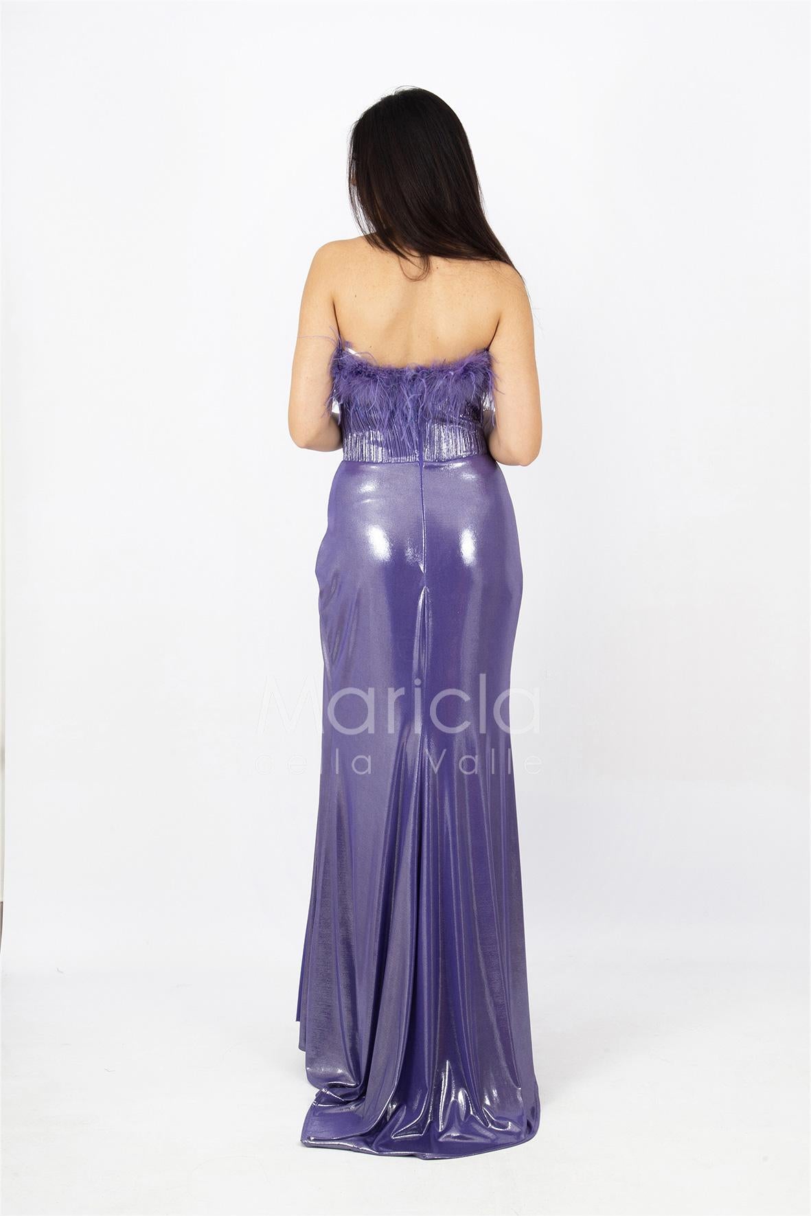 abito con corpetto piume INV2331 LILLA MARICLA ELEGANCE 