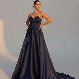 abito lungo con fiocco ANT5092MS BLU ANTILLE ELEGANCE 