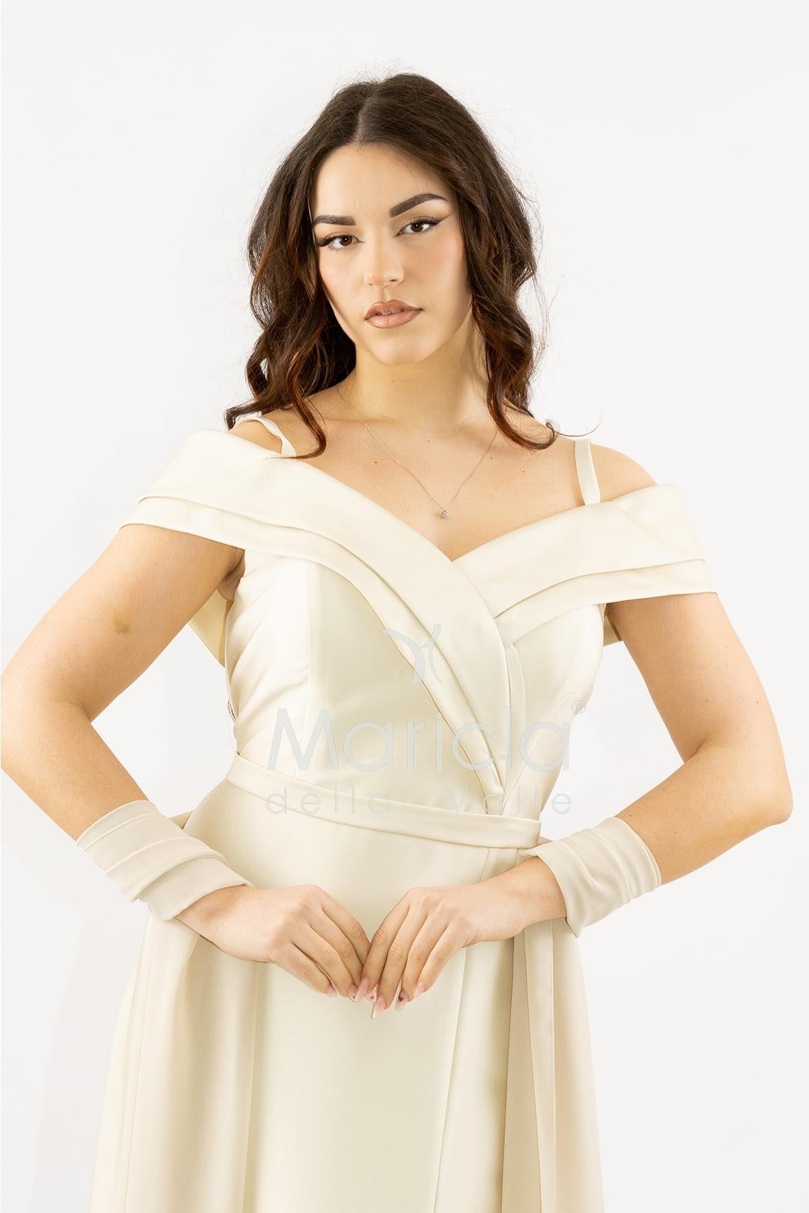 abito lungo scollo omerale SH854AL CHAMPAGNE SHARON 