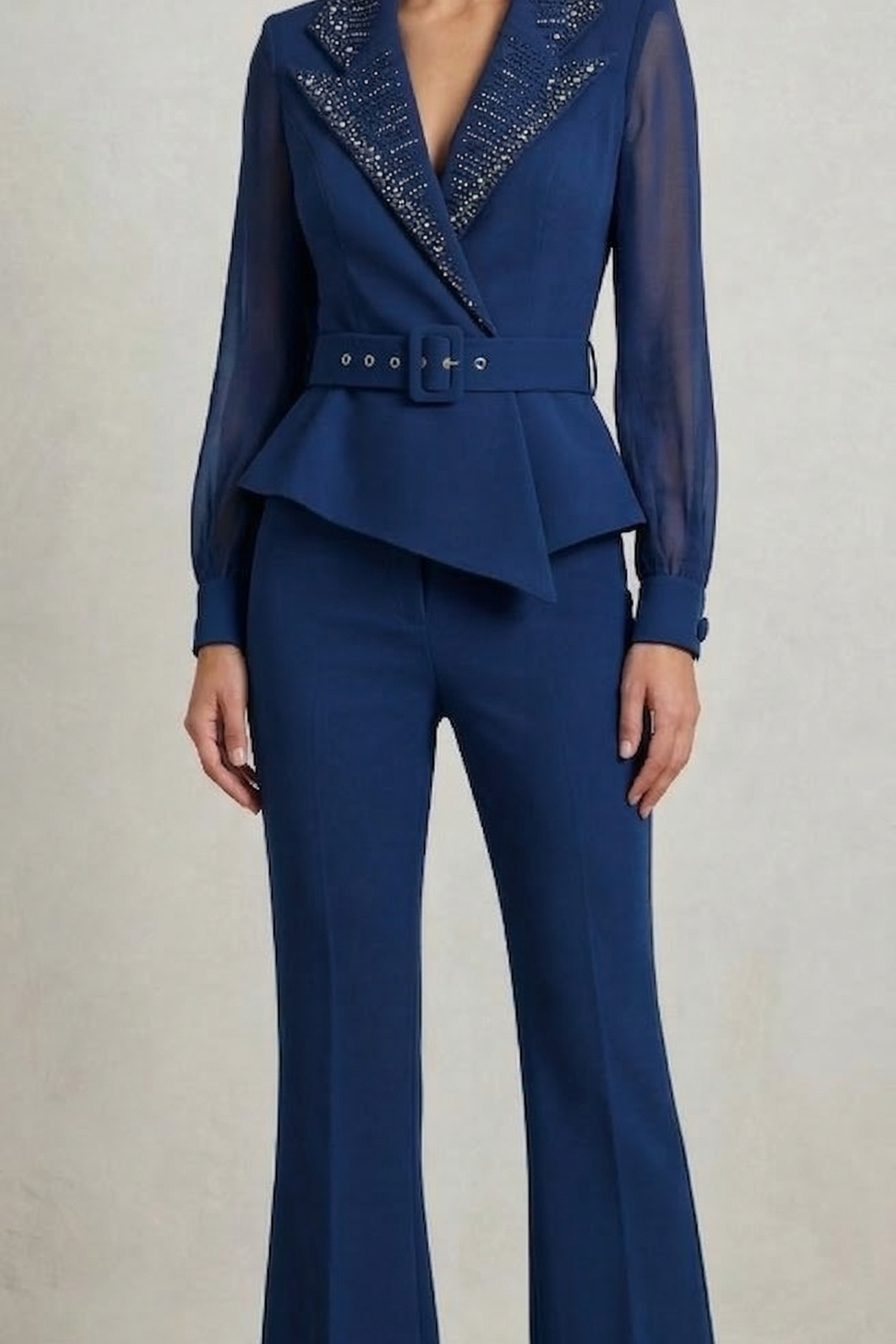 tuta bavero smoking strass LH120TU BLU LUDOVICA HASSLER 