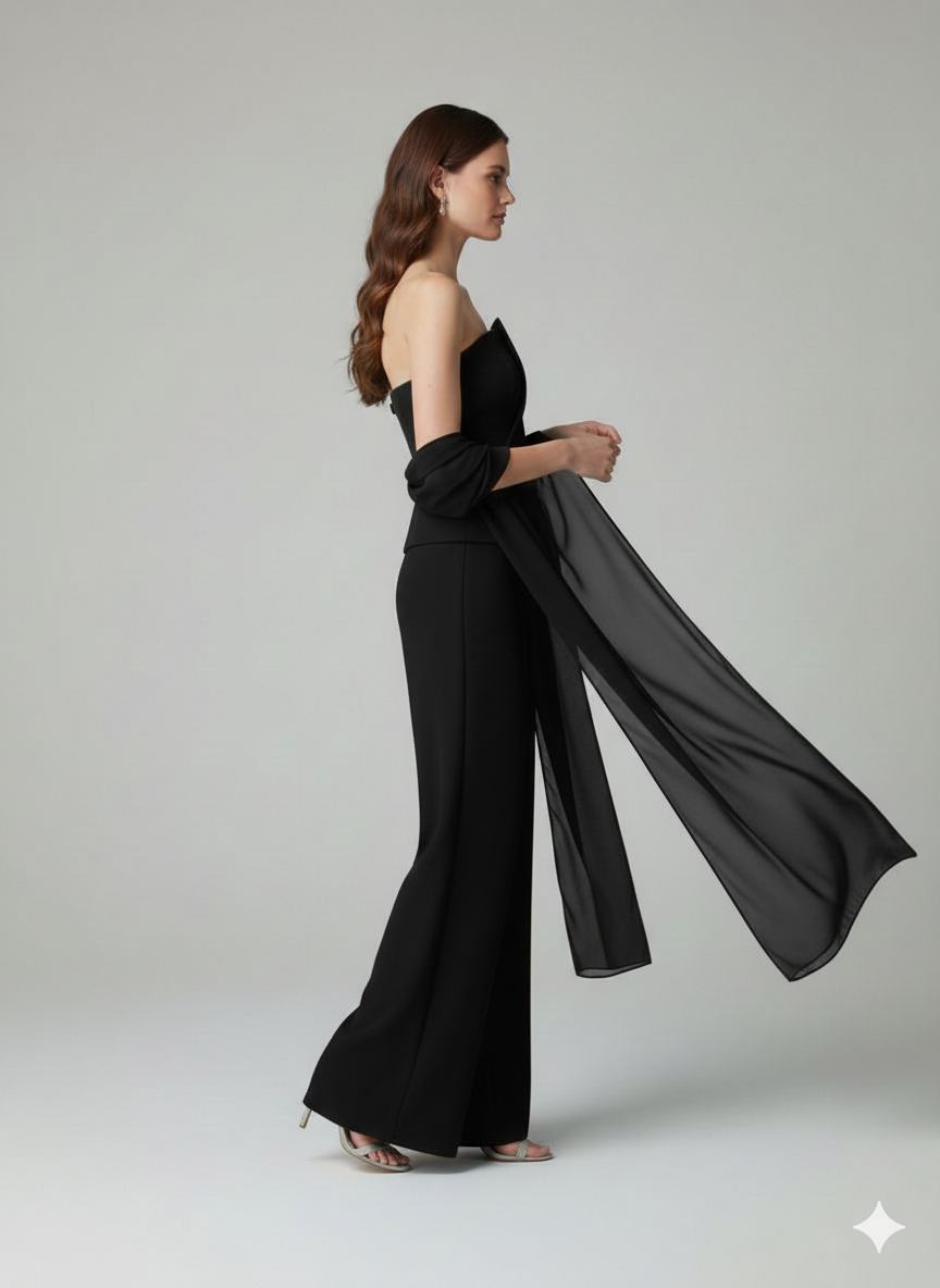 tuta con baschina asimmetrica LH105TU NERO SHARON 