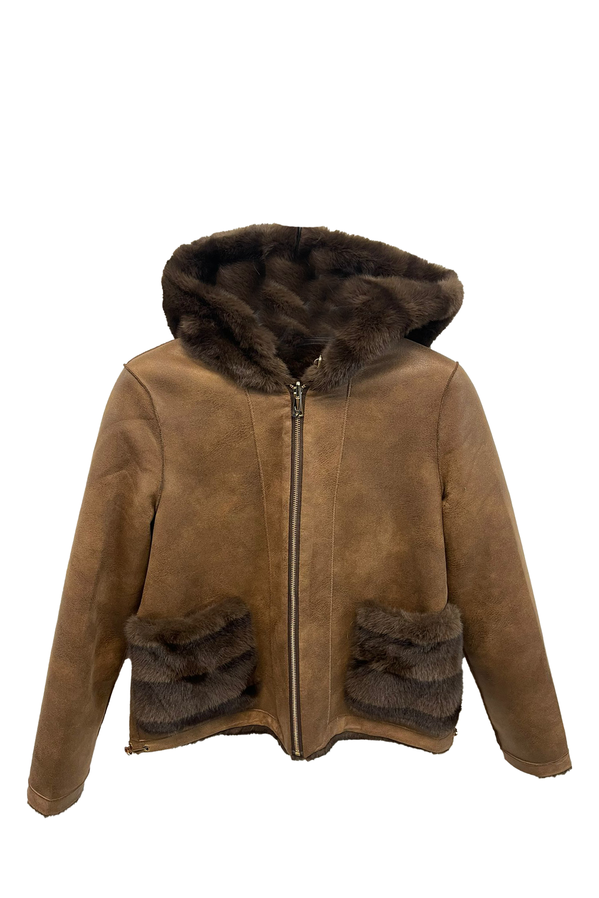 giacone ecomontone e pelliccia A26IMP808 TABACCO MARICLA 