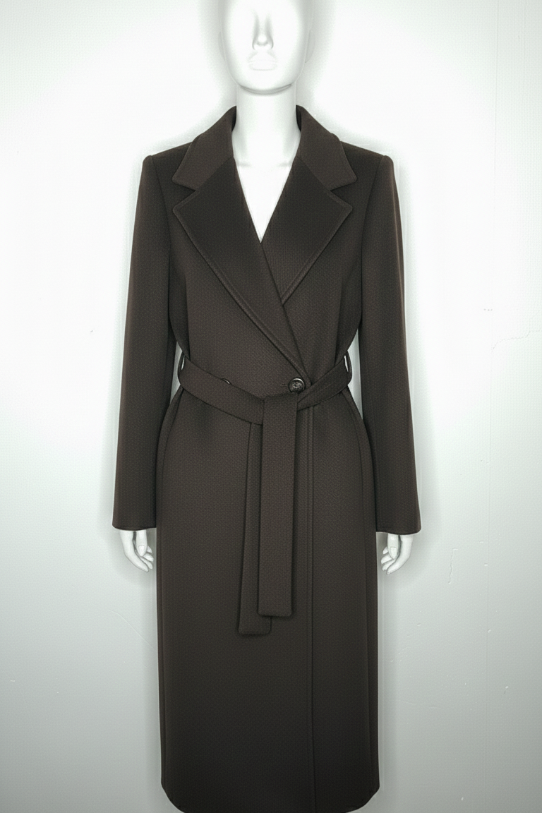 Cappotto Lungo Avvolgente con Cintura EC04608 MORO MARICLA 