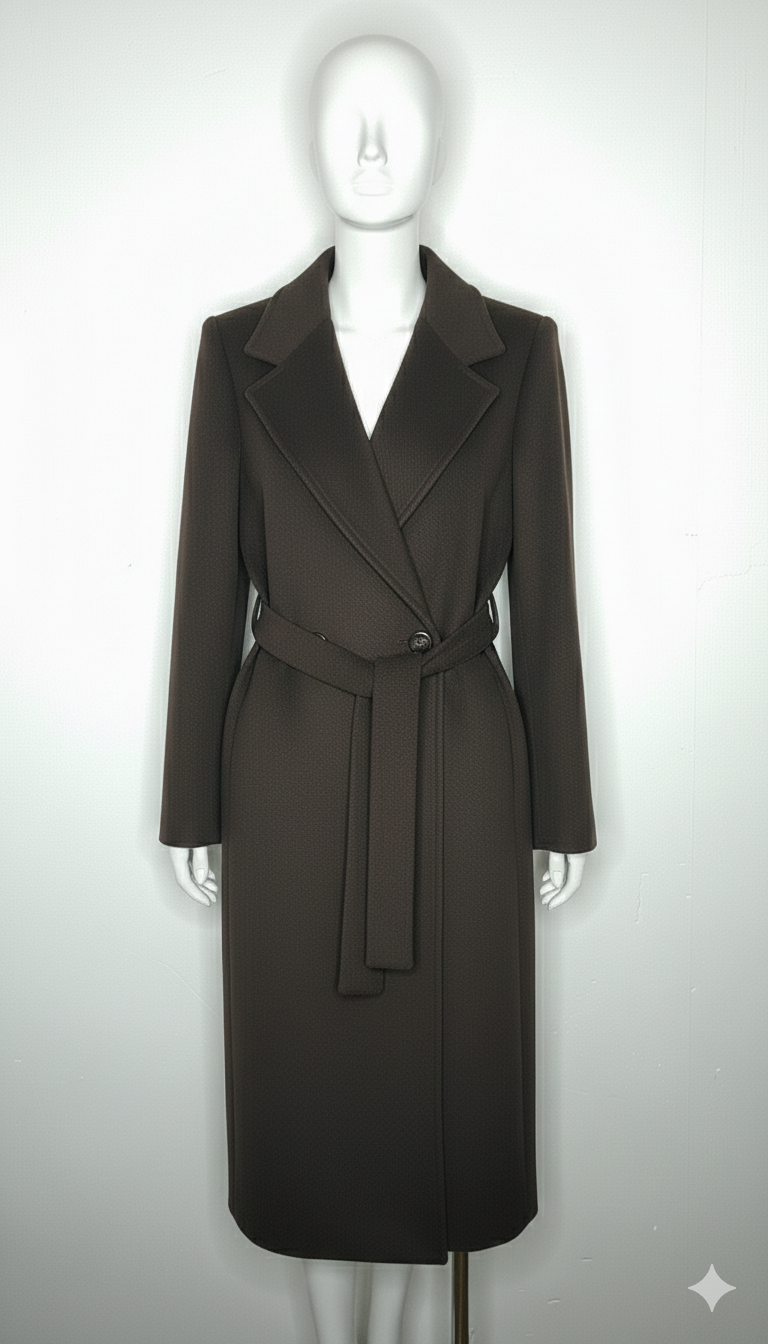 Cappotto Lungo Avvolgente con Cintura EC04608 MORO MARICLA 