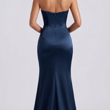 Abito con drapeggio e pietrine strass ALC13 BLU MARICLA ELEGANCE 