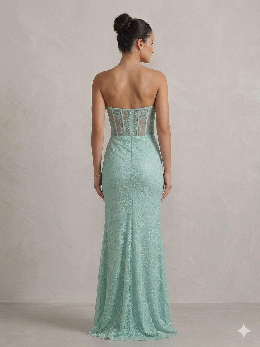 abito lungo macramè CAR58589 MENTA MARICLA ELEGANCE 