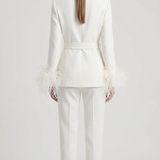 tailleur doppio petto con piume EC04602 BIANCO MARICLA 