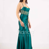 abito lungo corpetto steccato HC5108 VERDE MARICLA ELEGANCE 