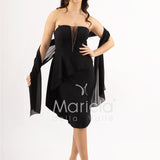 abito midi con rouche SH605AC NERO SHARON 