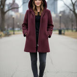 cappotto diagonale cappuccio fantasia DB10709 AMARONE MARICLA 