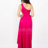 abito lungo monospalla con occhio laterale HC5017 FUXIA MARICLA ELEGANCE 