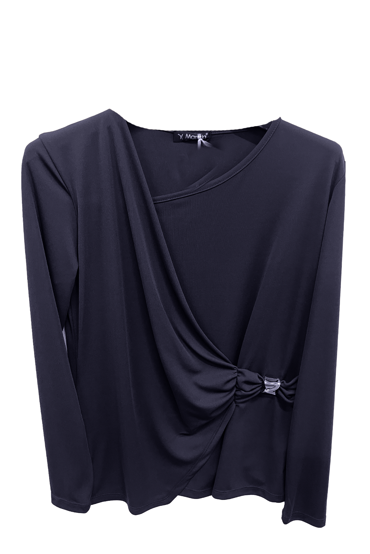 Blusa incrociata con dettaglio gioiello GR1468 BLU MARICLA 