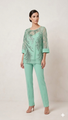 completo 3 pezzi Casacca ricamata- Canotta - Pantalone