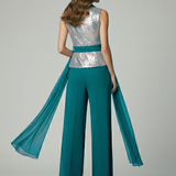 tuta con corpetto paiette fantasia LH108 PETROLIO LUDOVICA HASSLER 