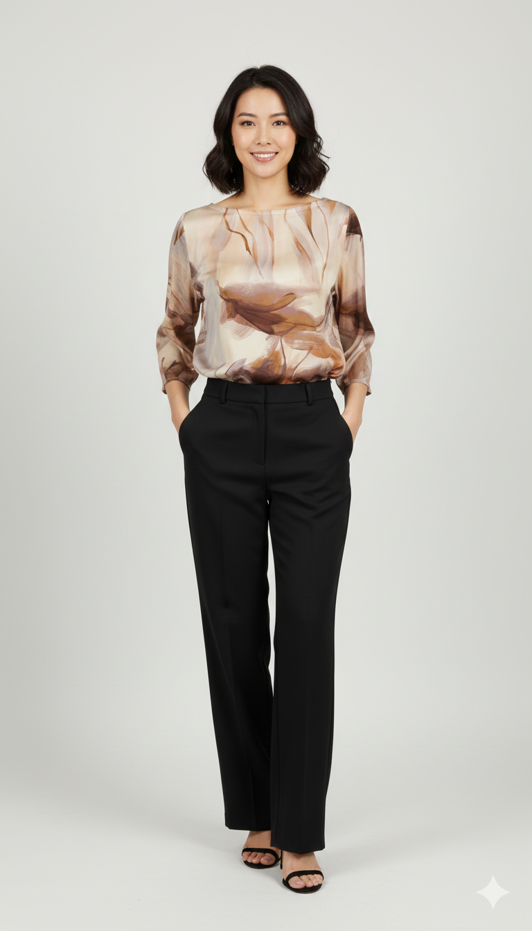 Blusa in Seta con Stampa Astratta Floreale CF50112 TEGOLA CARLA FERRONI 